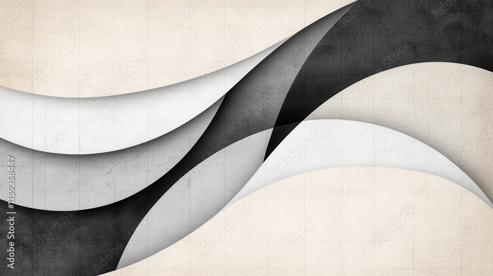 Aufkleber elegant black and white abstract wave patterns on textured background for creative design projects