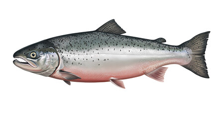 Salmon Fish, Swimming Water Animal, Swim Nature Wildlife Image, Isolated Transparent PNG