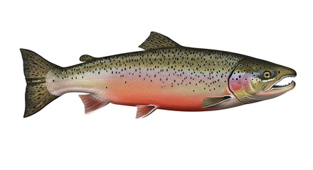 Obraz premium Salmon Fish, Swimming Water Animal, Swim Nature Wildlife Image, Isolated Transparent PNG