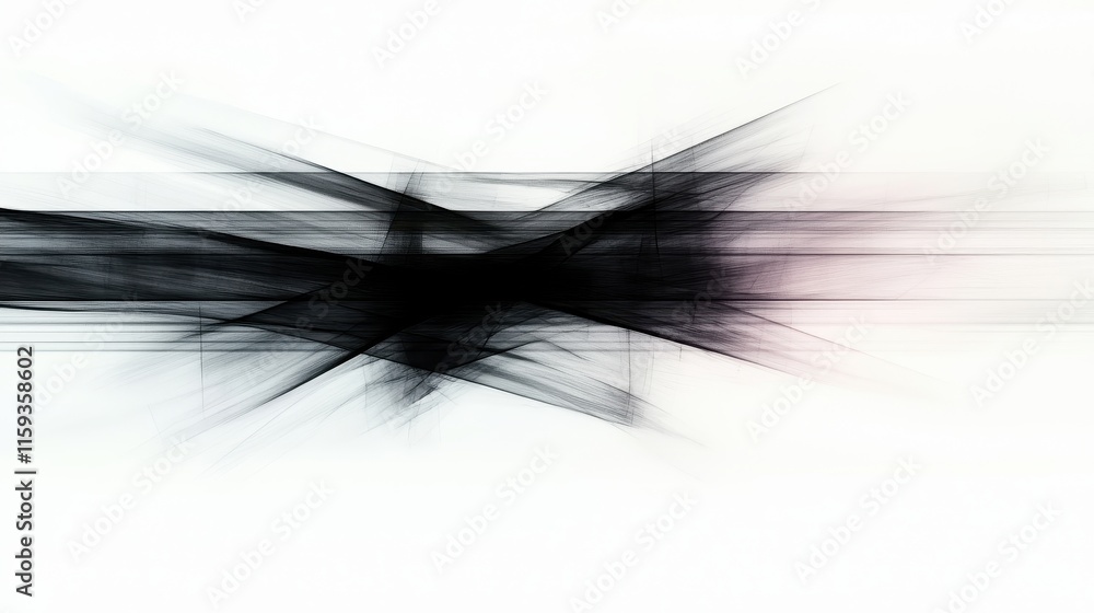 Aufkleber abstract black and white motion lines creating dynamic energy with ethereal atmosphere