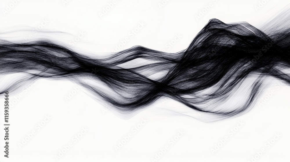 Poster elegant flowing black lines on white background creating abstract artistic design and texture