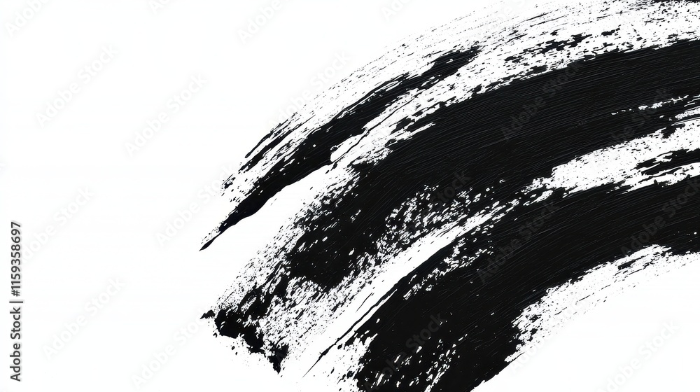 Poster abstract black brush stroke on white background creating artistic contrast and visual interest