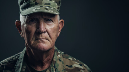 Fototapeta premium Portrait of a senior military man in camouflage uniform