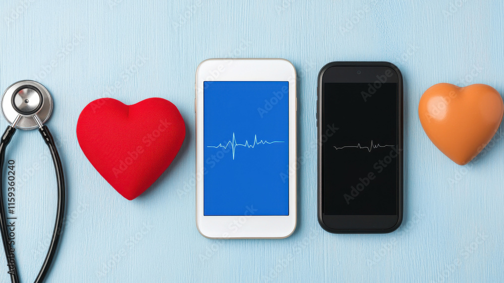 Aufkleber secure health monitoring app with live updates and heart symbols