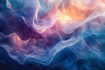 Obraz premium Dreamlike wave patterns dissolve into glowing radiant surreal tones., Generative AI