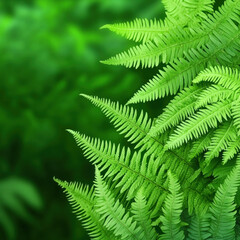 Lush green ferns create vibrant, natural backdrop, showcasing intricate leaf patterns and textures