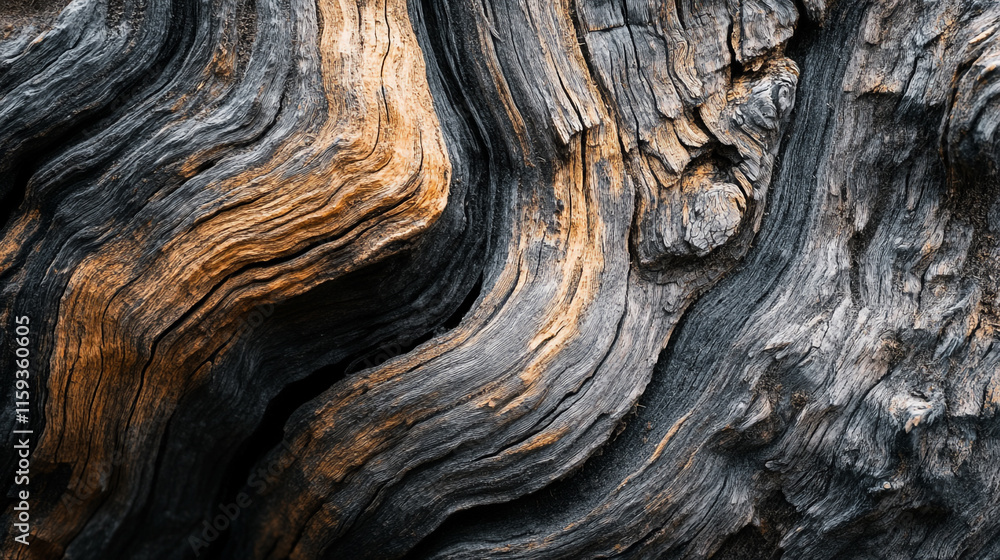 Poster unique twisted wood patterns found in a serene forest setting during daytime