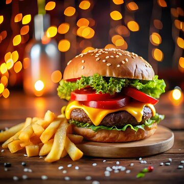 Delicious hamburger with fresh ingredients