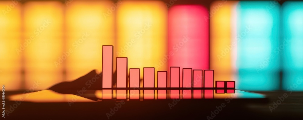 Poster colorful abstract background with chart bar graph on table surface for business and finance concept