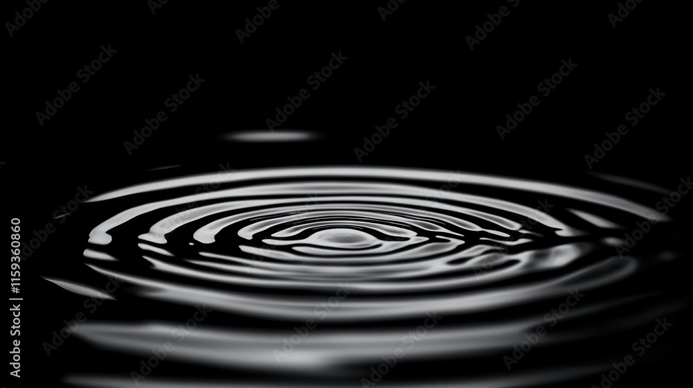 Poster rippling water surface in dark background capturing waves and patterns of reflection and light