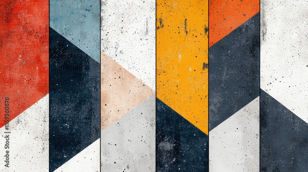 Aufkleber abstract geometric pattern featuring colorful triangles and textures in contemporary design style