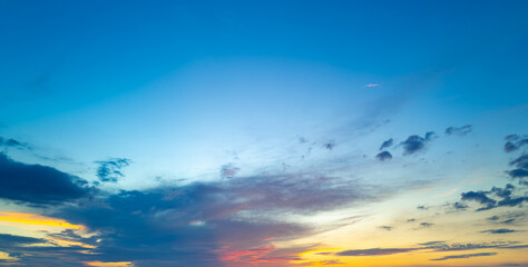 Sunset Clouds background. Dramatic Clouds Sunset Background. Sky with clouds in Sunrise. Sunrise with clouds in various shapes background. Calm Cloud.