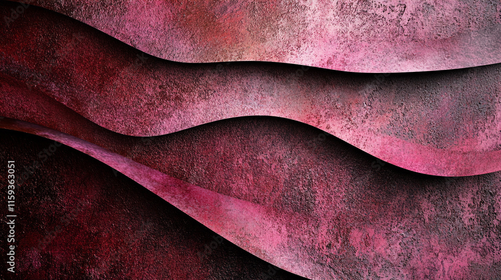Poster abstract texture with layered waves in shades of red and pink creates a dynamic visual impact