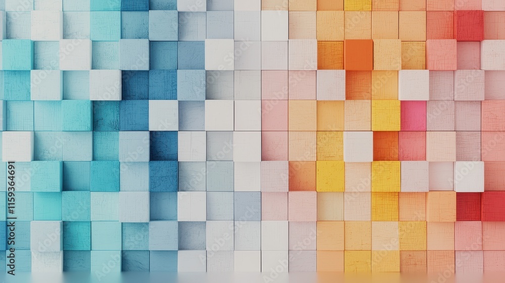 Aufkleber colorful arrangement of 3d cubes creating a vibrant abstract background design for art projects