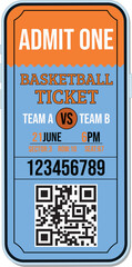 Basketball electronic ticket in mobile phone.