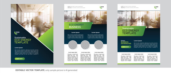 eco green sustainability, sustainable environment friendly background template information layout flyer brochure poster booklet vector design with cover and space for text