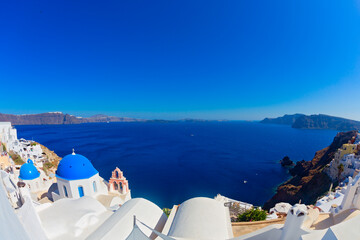 Panoramic view of Santorini island, Cyclades, Greece