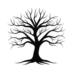 Leafless Tree Silhouette Vector Design, Dead Tree