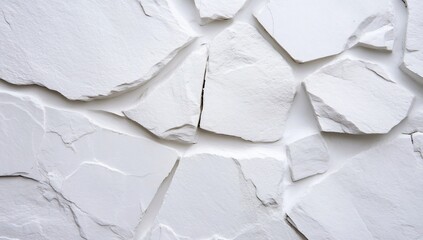 Fototapeta premium Close-up of a textured white stone wall with irregular shapes.