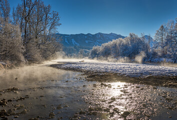 Winter - Allgäu - Fluß - Schnee - Eis - Iller