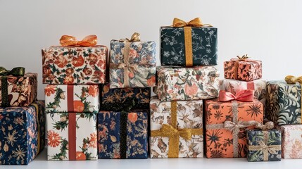 Festive New Year Presents Stack for Celebrations