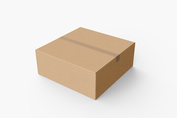 empty Brown Paper mailing box cardboard box isolated on white background