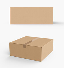 empty Brown Paper mailing box cardboard box isolated on white background