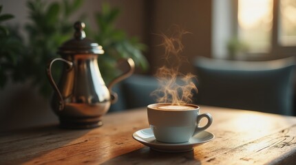 Coffee Aid with Modern Design on Rustic Background