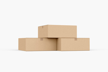 empty Brown Paper mailing box cardboard box isolated on white background