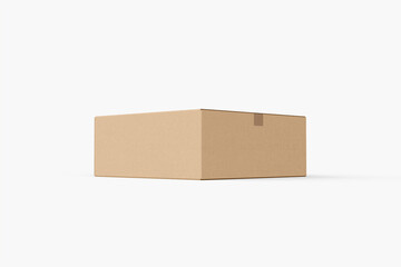 empty Brown Paper mailing box cardboard box isolated on white background