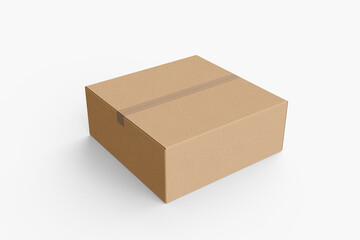 empty Brown Paper mailing box cardboard box isolated on white background