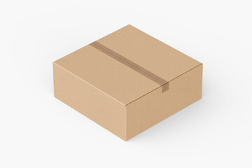 empty Brown Paper mailing box cardboard box isolated on white background