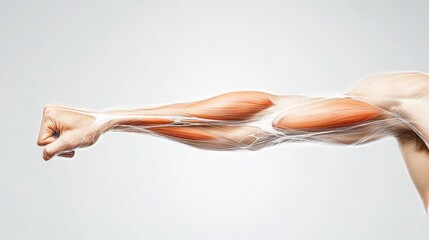 Detailed Anatomy of a Human Arm Showing Muscles and Tendons in an Artistic Representation of Human Physiology and Strength