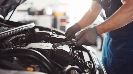 Expert Mechanic Working on a Car Engine