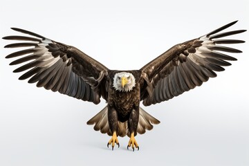 Obraz premium A majestic eagle with wings spread wide, showcasing its powerful presence and stunning feathers.