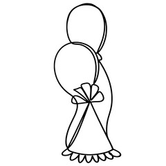 Party hat with balloons in one line art drawing