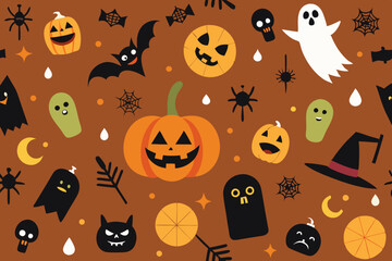 Spooky Halloween Pattern Background Vector Illustration