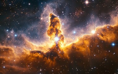 explosions illuminate starscapes with radiant light waves., Generative AI