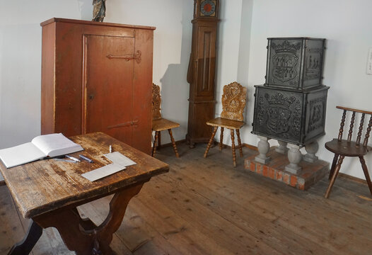 Interior of one of the rooms in the Fuggerei – the world's oldest social housing estate, Augsburg, Germany.