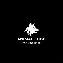 a minimalist design with a white wolf head silhoue