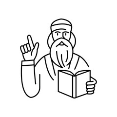 Muslim who reads the Koran color icon. Muslim religion.