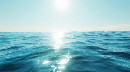 Obraz premium Bright sunlight glistens off the surface of the calm ocean, creating a peaceful and serene environment ideal for relaxation and contemplation. Generative AI