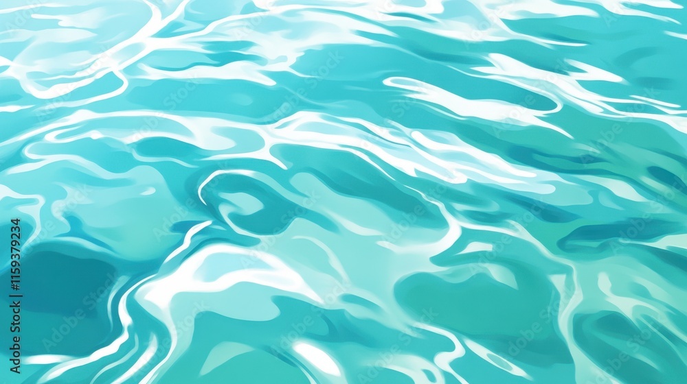 Poster turquoise water glimmers under midday sunlight, creating a tranquil atmosphere with gentle ripples a