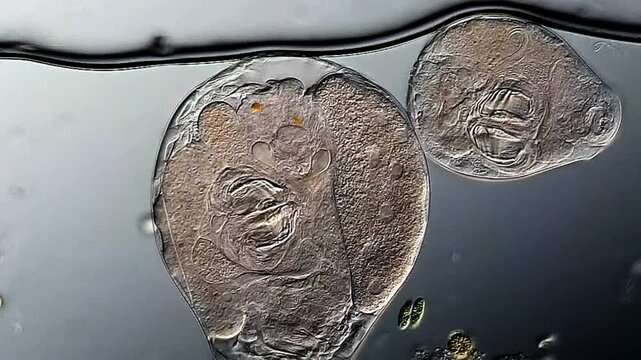 Rotifer under DIC microscope view 