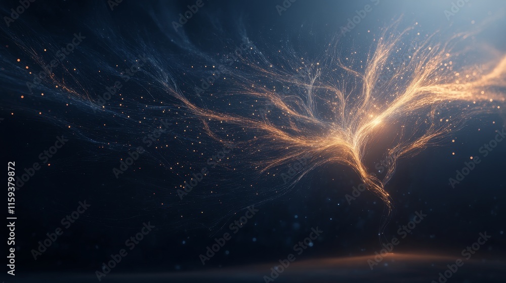 Aufkleber ethereal light trails and abstract energy flow in a dark background creating a dynamic and enchantin