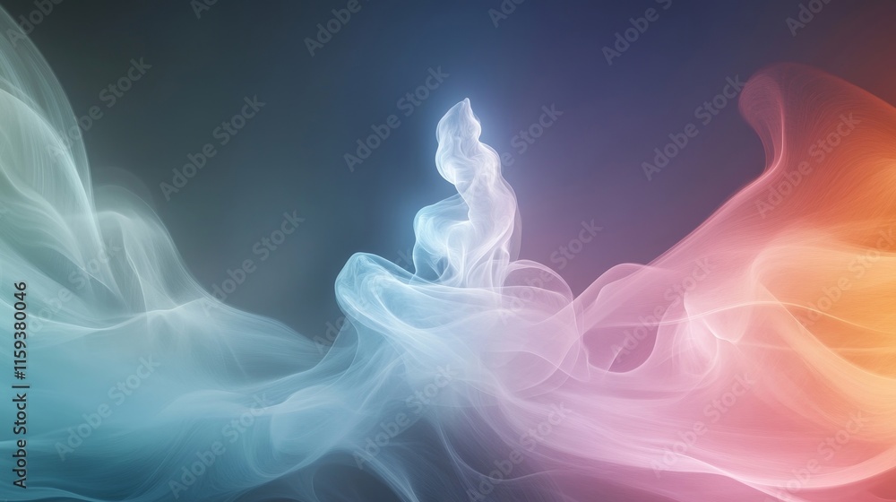 Aufkleber ethereal swirls of colorful smoke forming mysterious shapes in an abstract background highlighting t