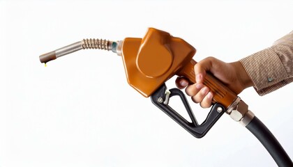 Fueling Up: Hand Holding Gas Pump Nozzle Close Up 