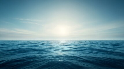 Fototapeta premium Tranquil Ocean Horizon at Sunrise with Gentle Waves and Soft Light Illuminating a Peaceful Seascape in a Serene and Calming Atmosphere