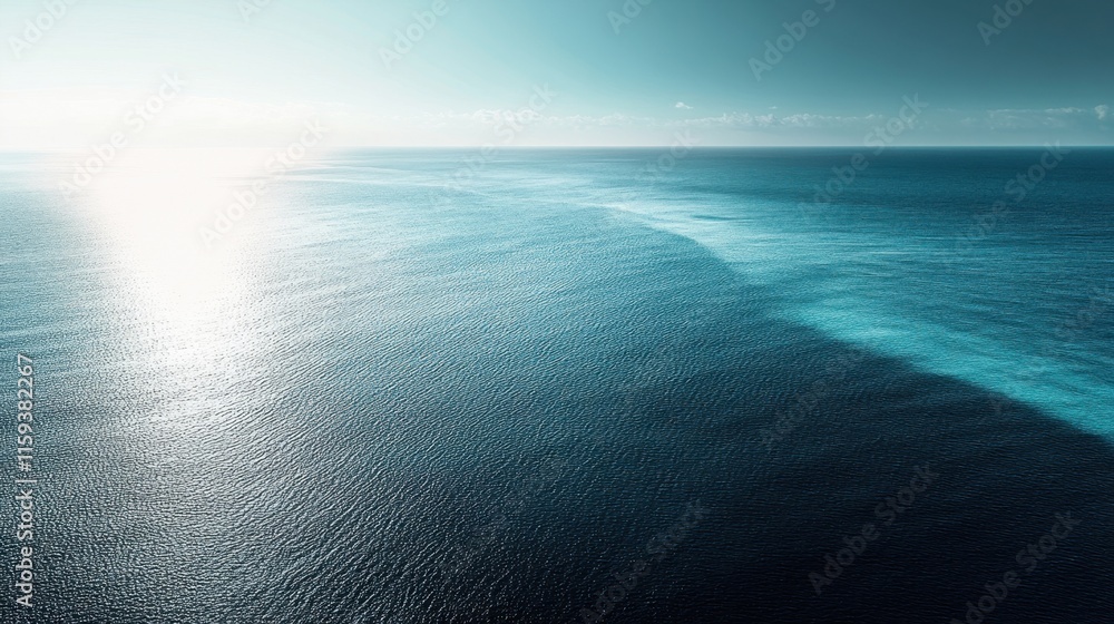Poster sunlight dances on the surface of the ocean, creating a shimmering effect as the water stretches out