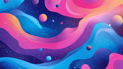 Cosmic Dreamscape: Abstract art of swirling nebulae in vibrant pink, blue, and purple hues, interspersed with celestial bodies. Perfect for backgrounds, wallpapers, or design projects. 